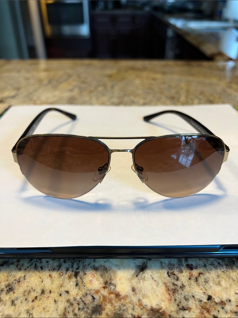Tory Burch Brown Aviator Sunglasses Gold Frame